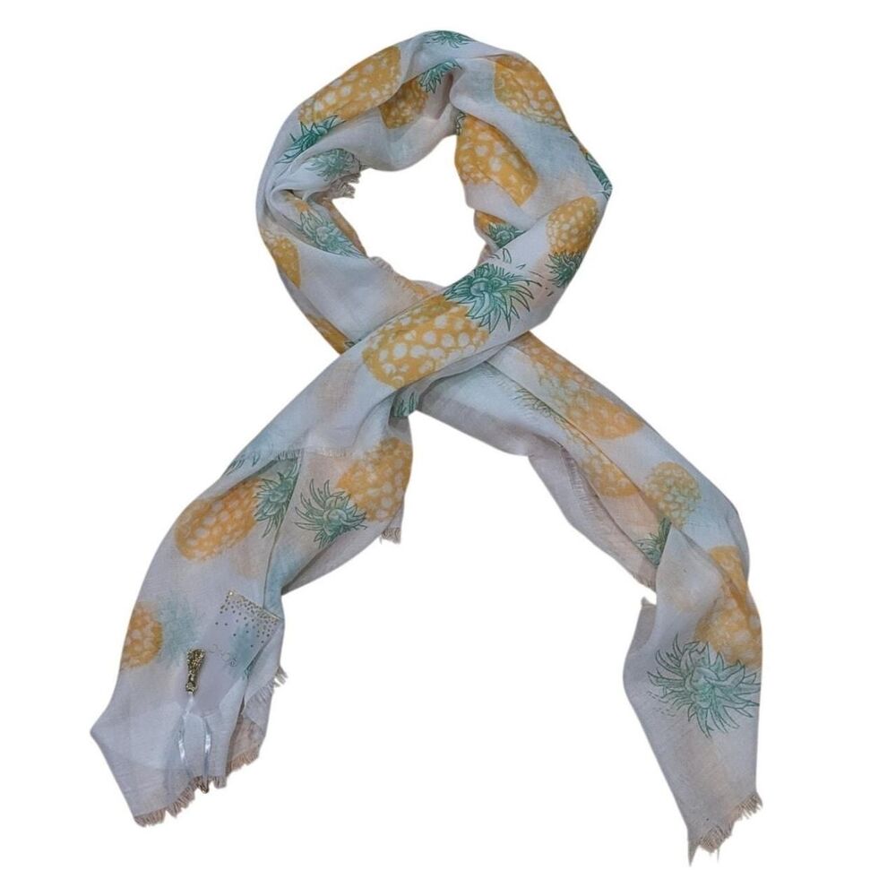 NWT Tropical Pineapple Sheer Scarf Wrap Coastal Chic Beach Resort Wear Summer